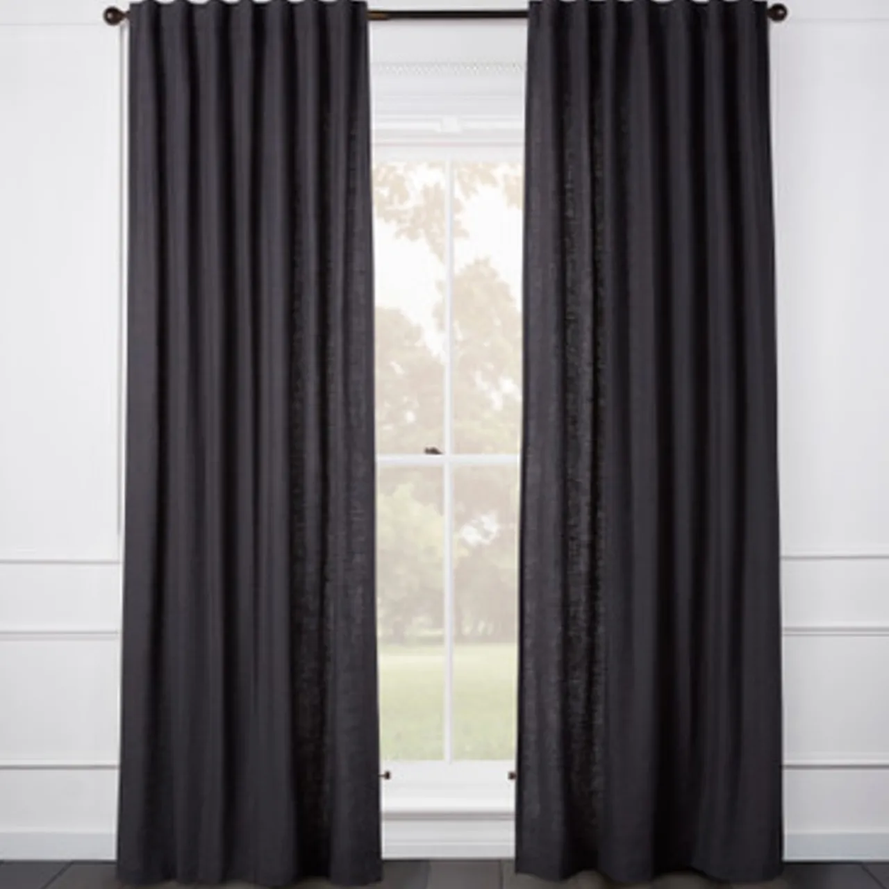 Z Gallerie Audrey Linen Charcoal - Custom> Solid Window Panels | Custom Window Panels