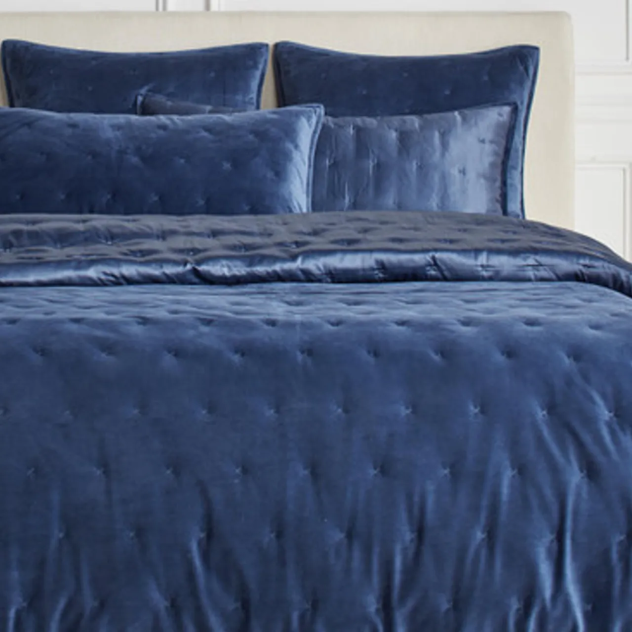 Z Gallerie Ayla Reversible Bedding - Indigo> Textured Bedding | Velvet Bedding