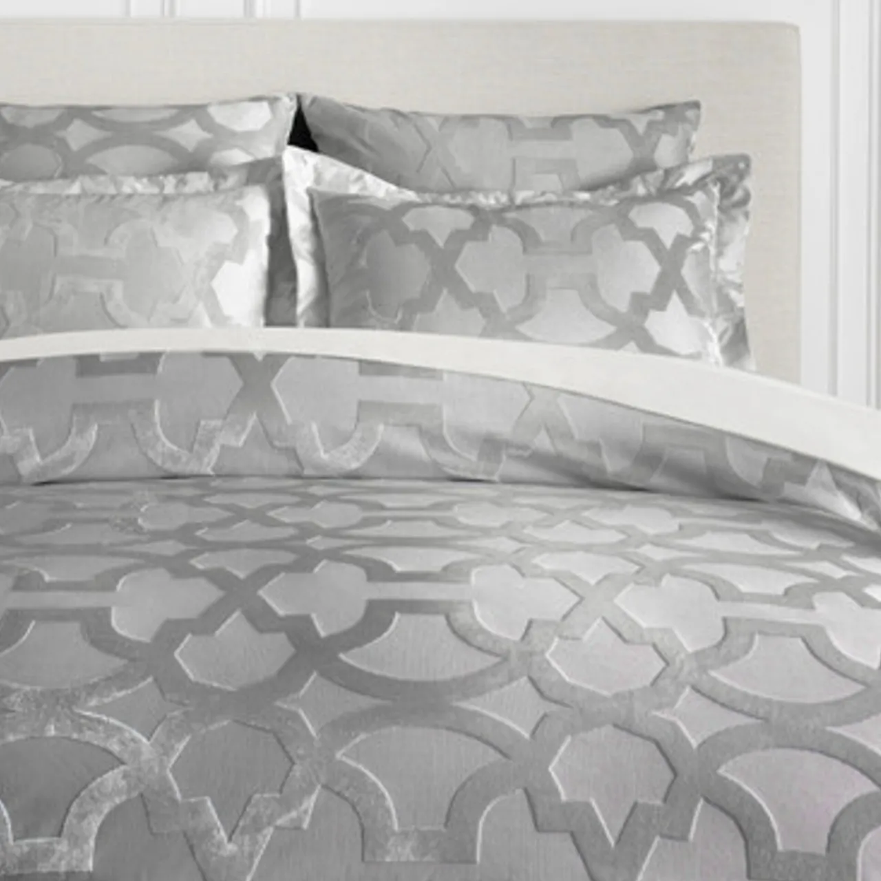 Z Gallerie Edessa Bedding - Silver> Textured Bedding | Velvet Bedding