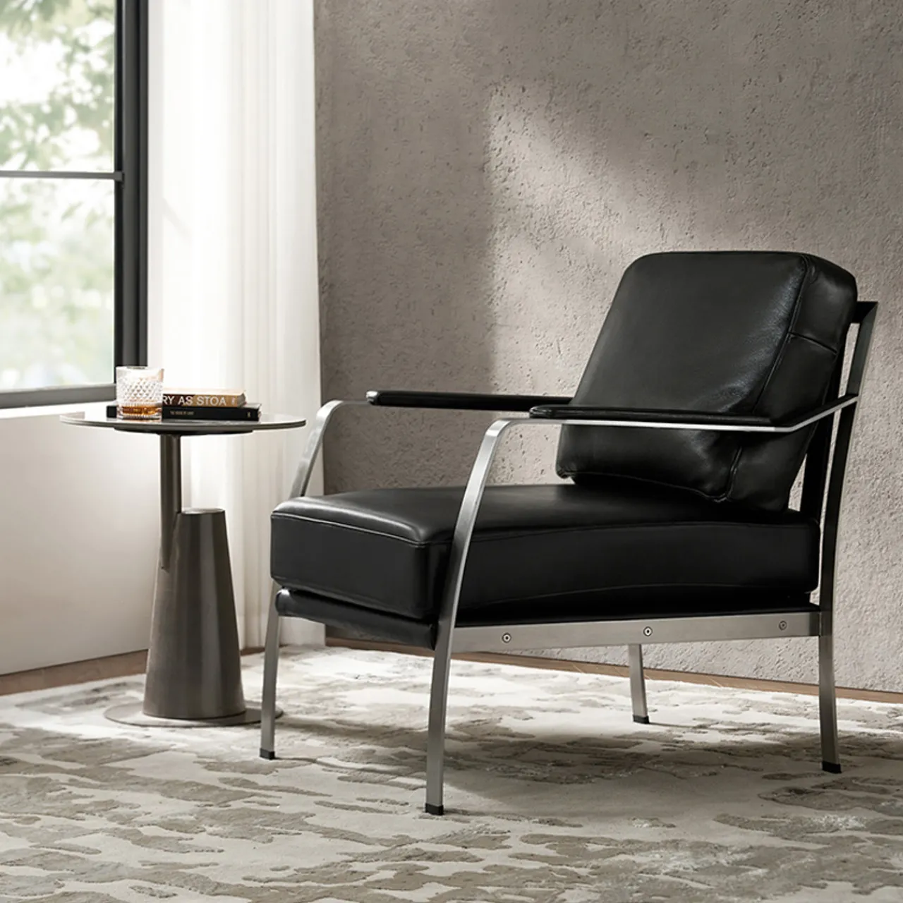 Z Gallerie Giuseppe Modern Genuine Leather Armchair> Accent Chairs