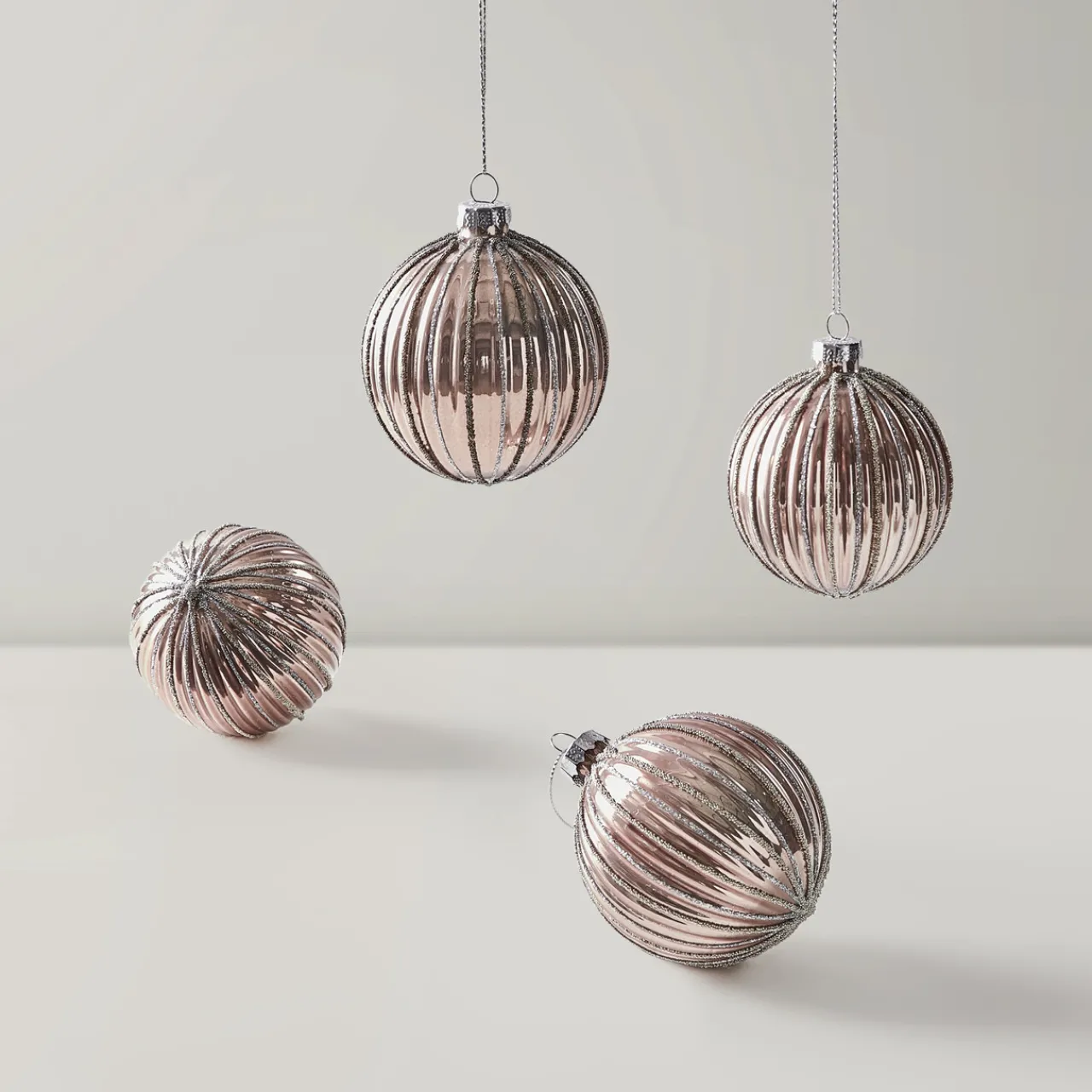 Z Gallerie Glitter Stripe Ornament Blush - Set of 4> Ornaments | Décor Sale