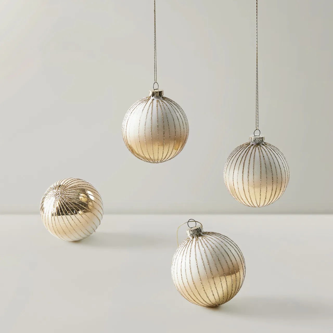 Z Gallerie Glitter Stripe Ornament Gold - Set of 4> Ornaments | Décor Sale