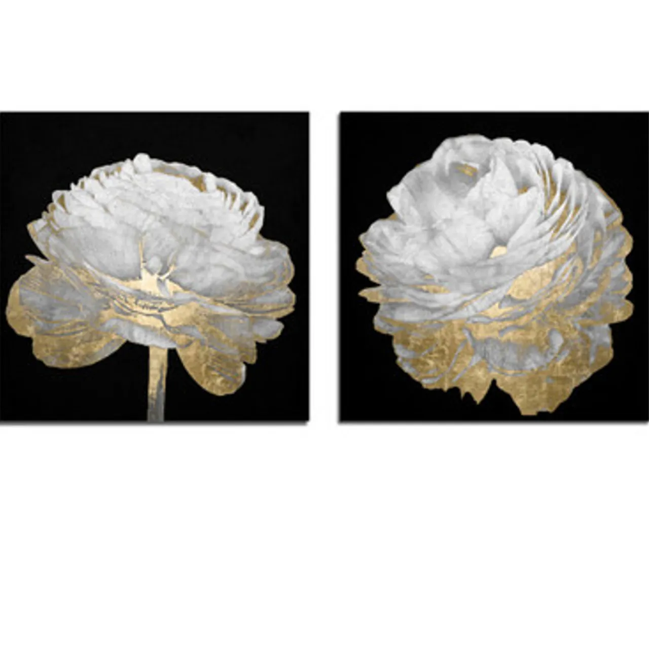 Z Gallerie Gold And White Blossom On Black - Set of 2> Series | Canvas