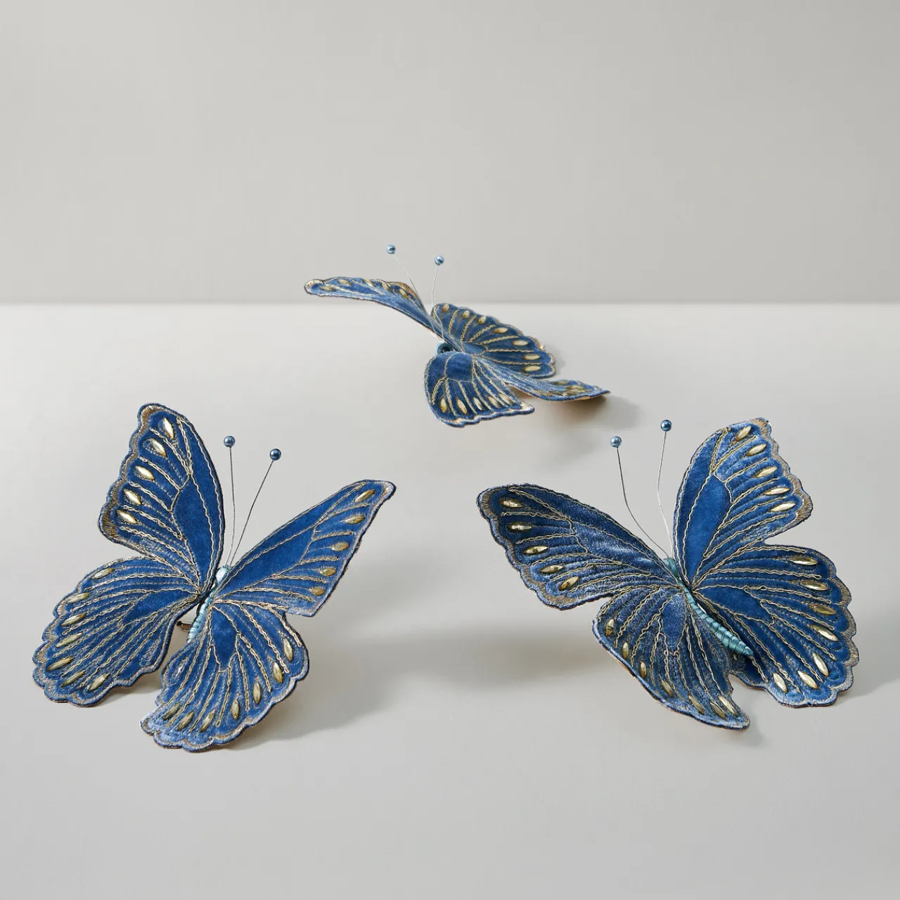 Z Gallerie Jeweled Butterfly Clip Blue - Set of 3> Décor | Ornaments