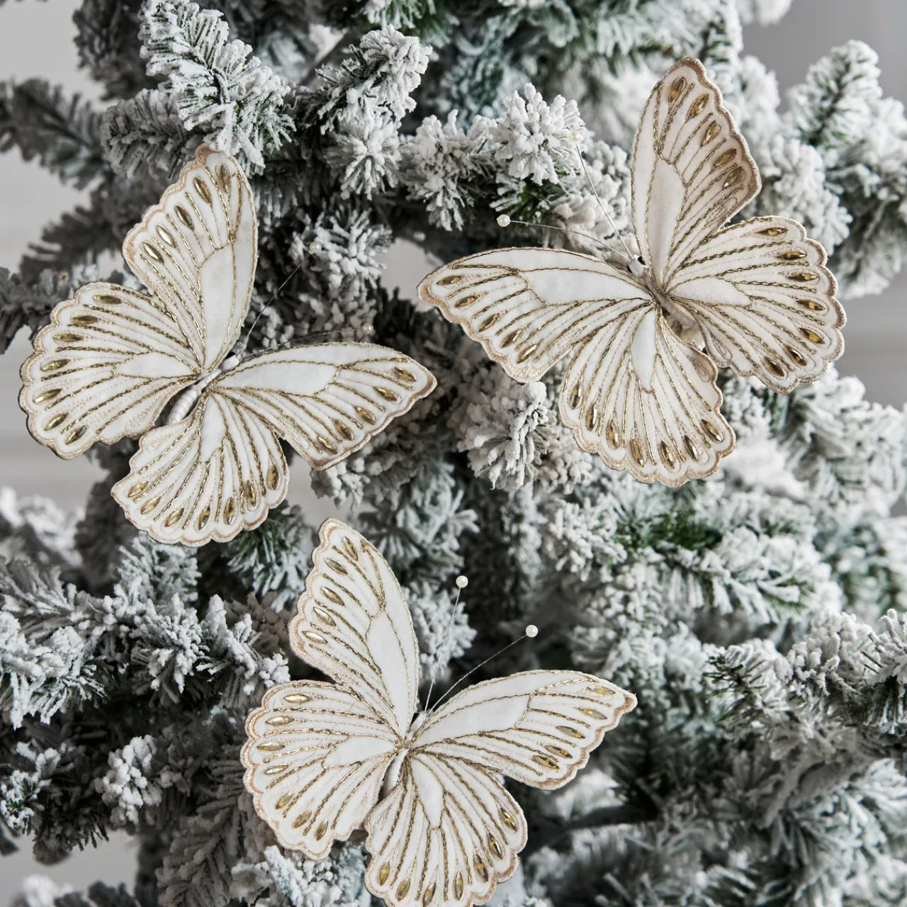 Z Gallerie Jeweled Butterfly Clip White - Set of 3> Ornaments | Décor Sale