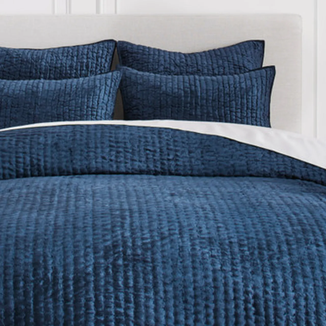 Z Gallerie Mardon Velvet Bedding - Indigo> Textured Bedding | Velvet Bedding