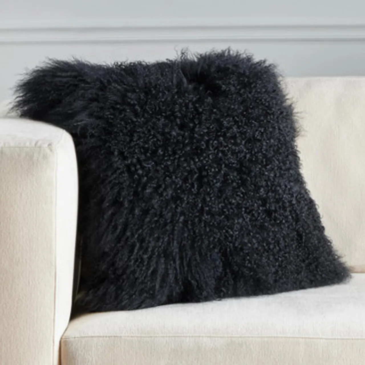 Z Gallerie Mongolian Pillow 22" - Black> Textile Sale | Mongolian & Fur Pillows