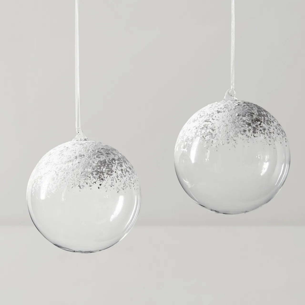 Z Gallerie Oversized Snowy Glass Ornament 8” – Set of 2> Ornaments | Home Decor