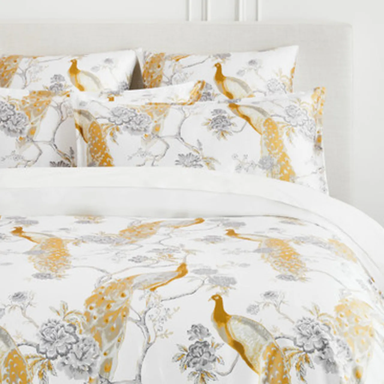 Z Gallerie Pavo Bedding - Ivory/Gold> Printed Bedding | Duvets Covers & Shams