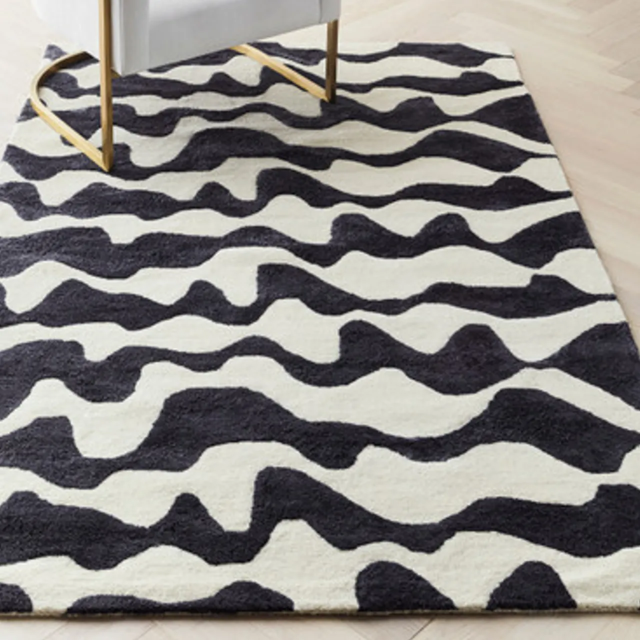 Z Gallerie Quinn Rug - Ivory/Black> Modern Rugs | Pattern Rugs