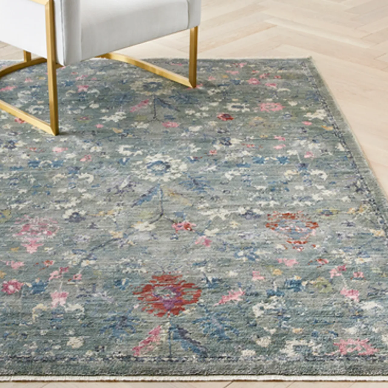 Z Gallerie Rayne Rug - Lagoon> Floral Rugs | Pattern Rugs