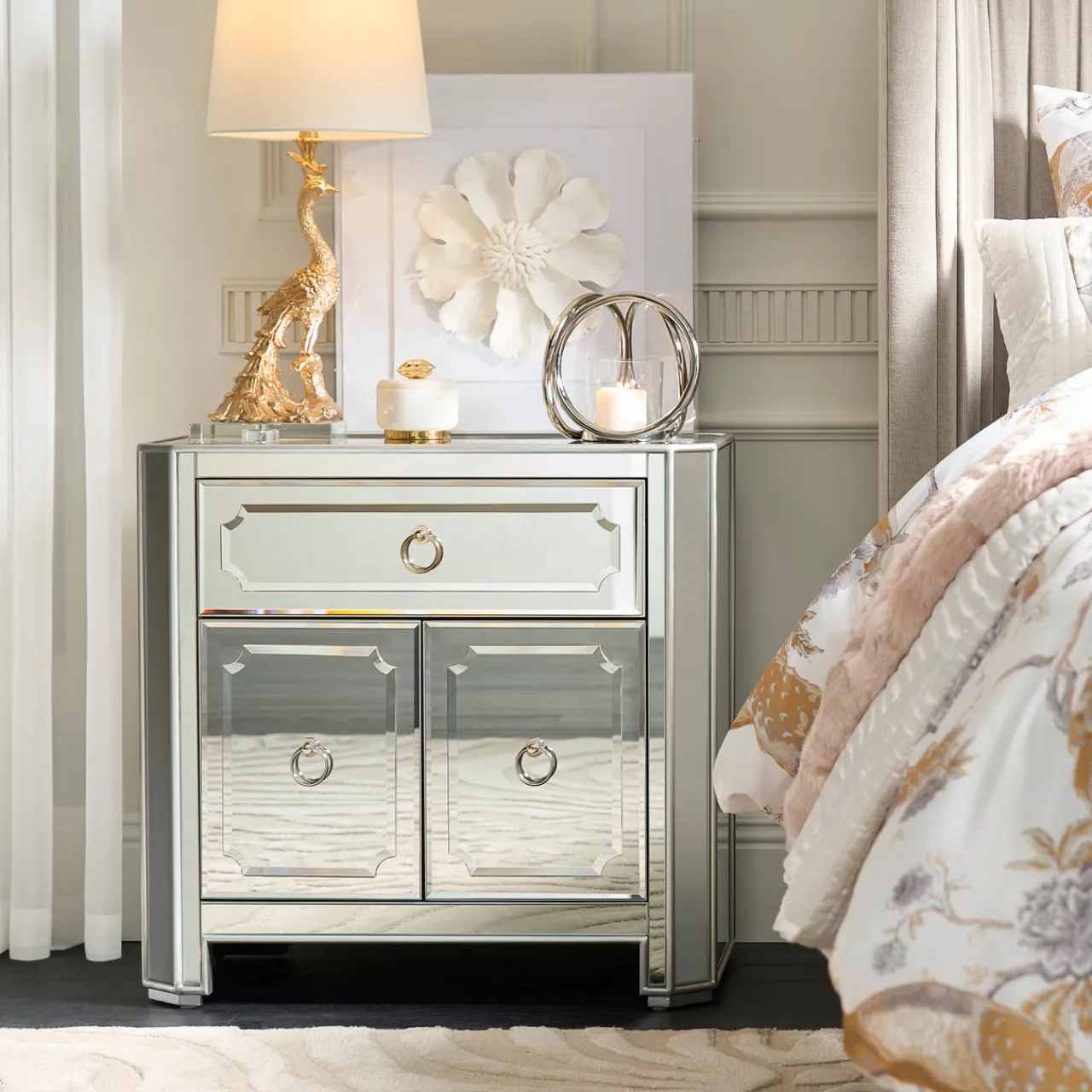 Z Gallerie Simplicity Mirrored Nightstand> Nightstands